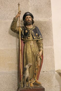 SH1608 San Roque peregrino a Santiago Iglesia de Santa Maria del Campo Ribadeo Espana FL mjvf