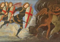 O Céu e o inferno começam nesta terra… 1 “São Miguel e os Anjos em guerra contra o demônio”, por Domenico Ghirlandaio - Instituto de Artes de Detroit (Estados Unidos) Foto: Reprodução